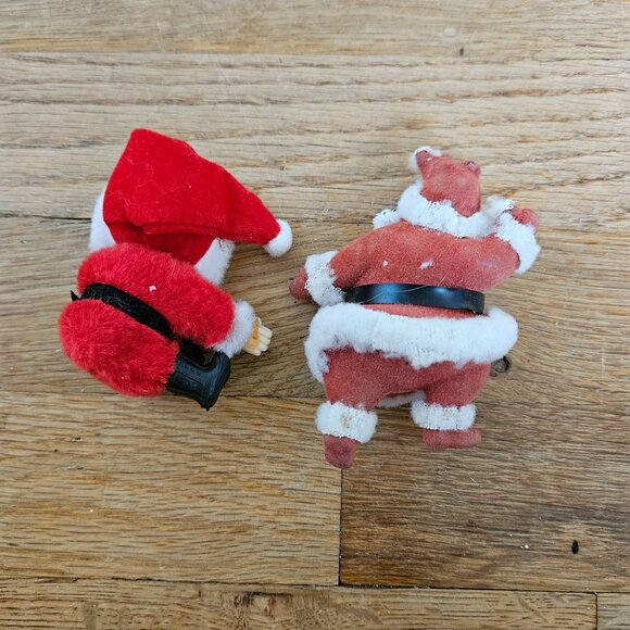 Vintage 50s 60s Christmas Santa Claus Felt Flocked Waving Ornament Clip On Santa - Picture 4 of 4